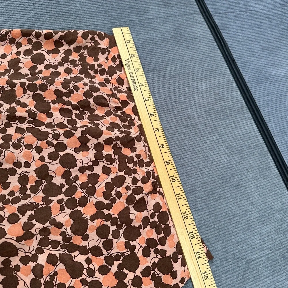 Andre Van Pier 100% Silk Maxi Skirt Brown Peach Floral Leaf Print High Waist